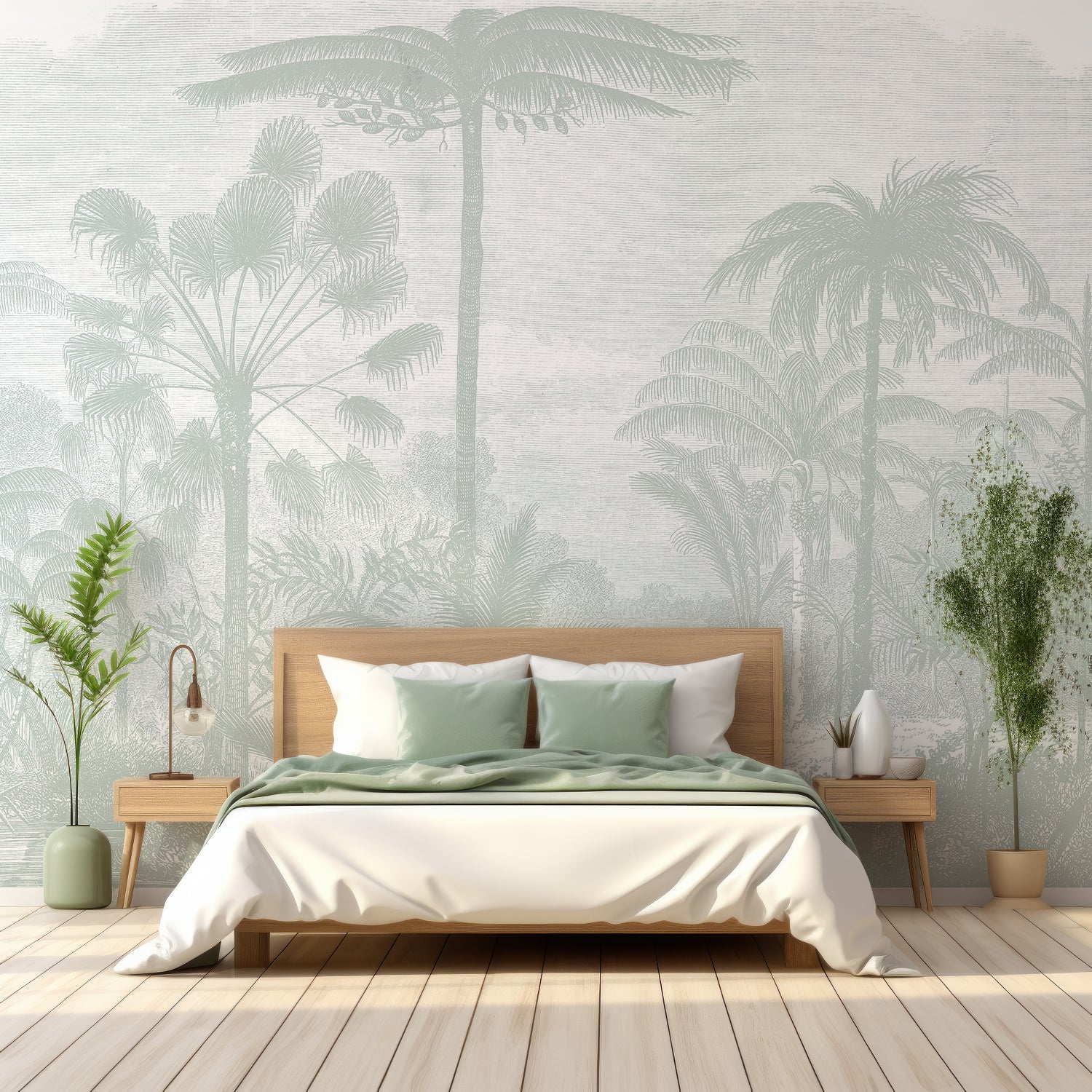 Arthur Sage - Green Vintage Tropical Etching Wallpaper Mural - Image 4