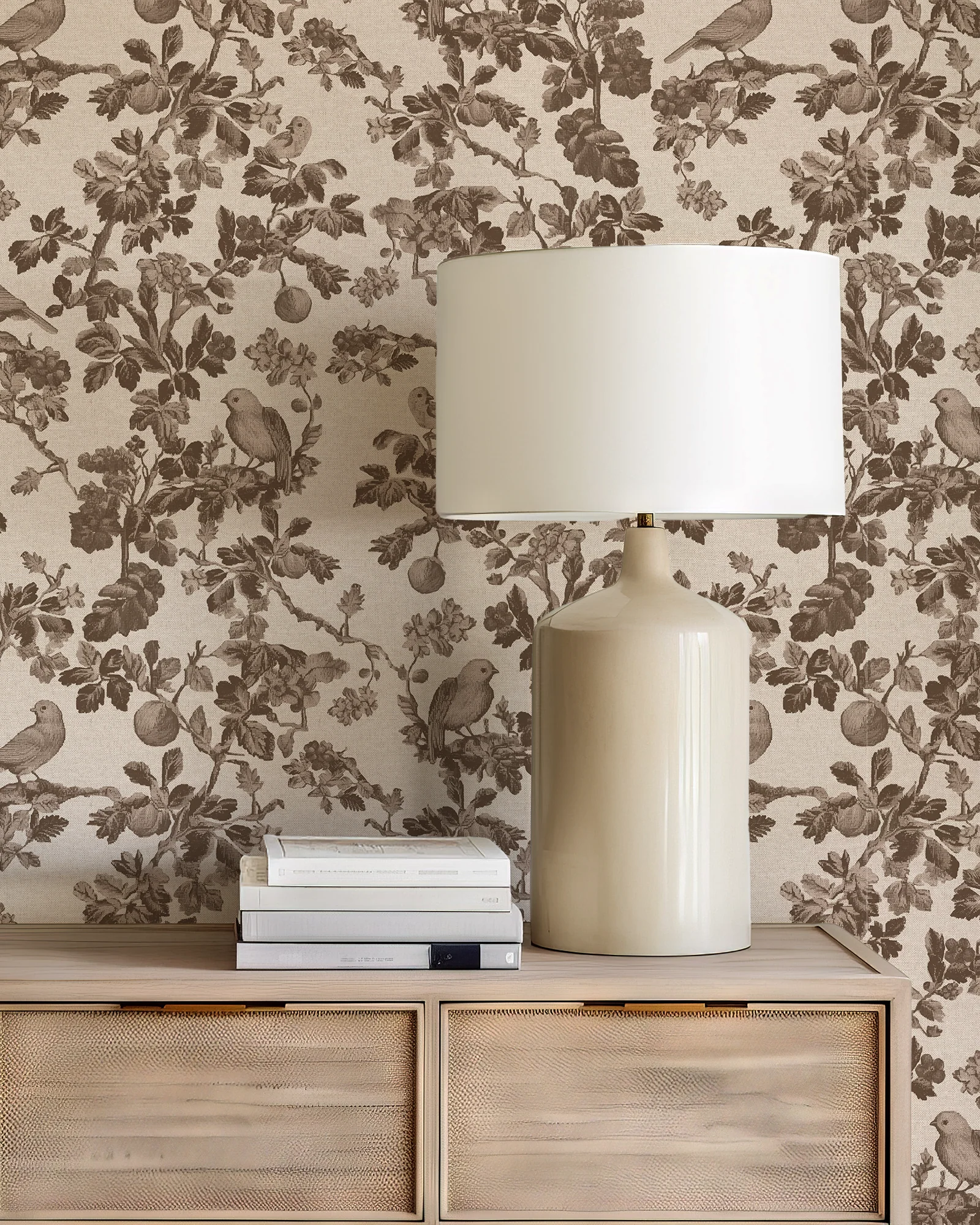 Belle - Brown Bird Tapestry Pattern Wallpaper Mural - Image 4