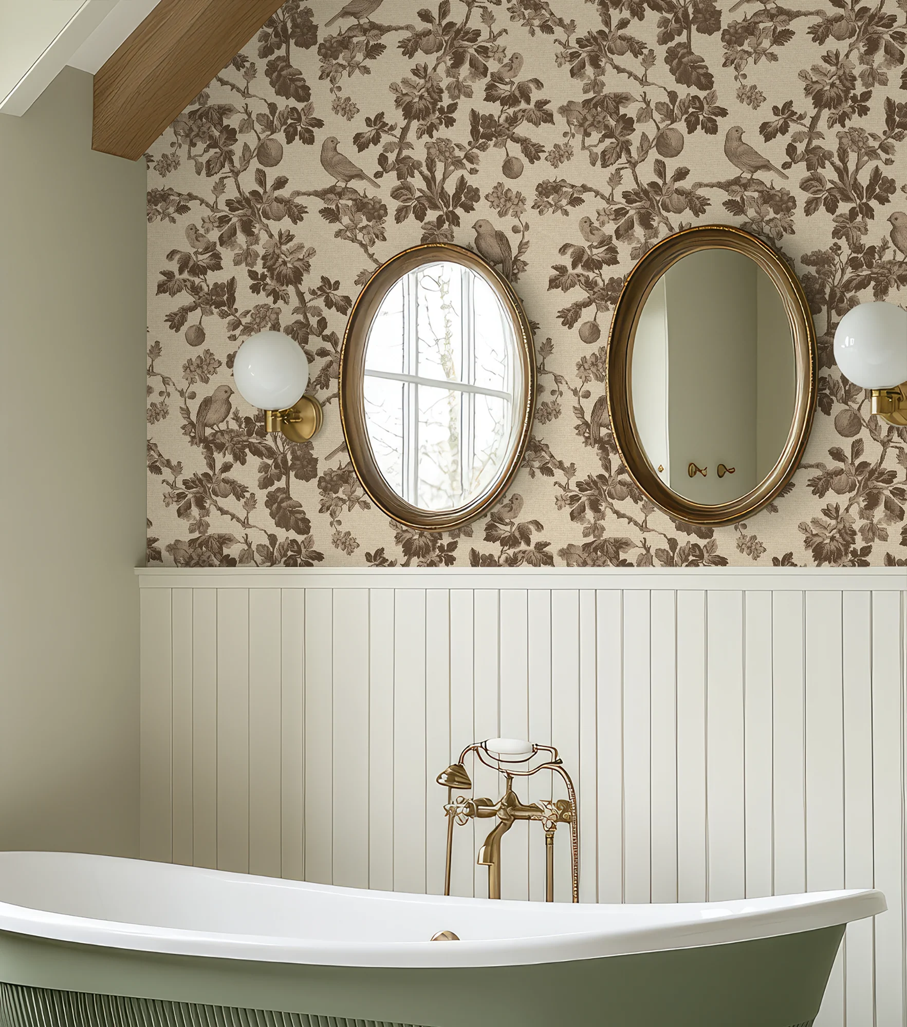Belle - Brown Bird Tapestry Pattern Wallpaper Mural - Image 5