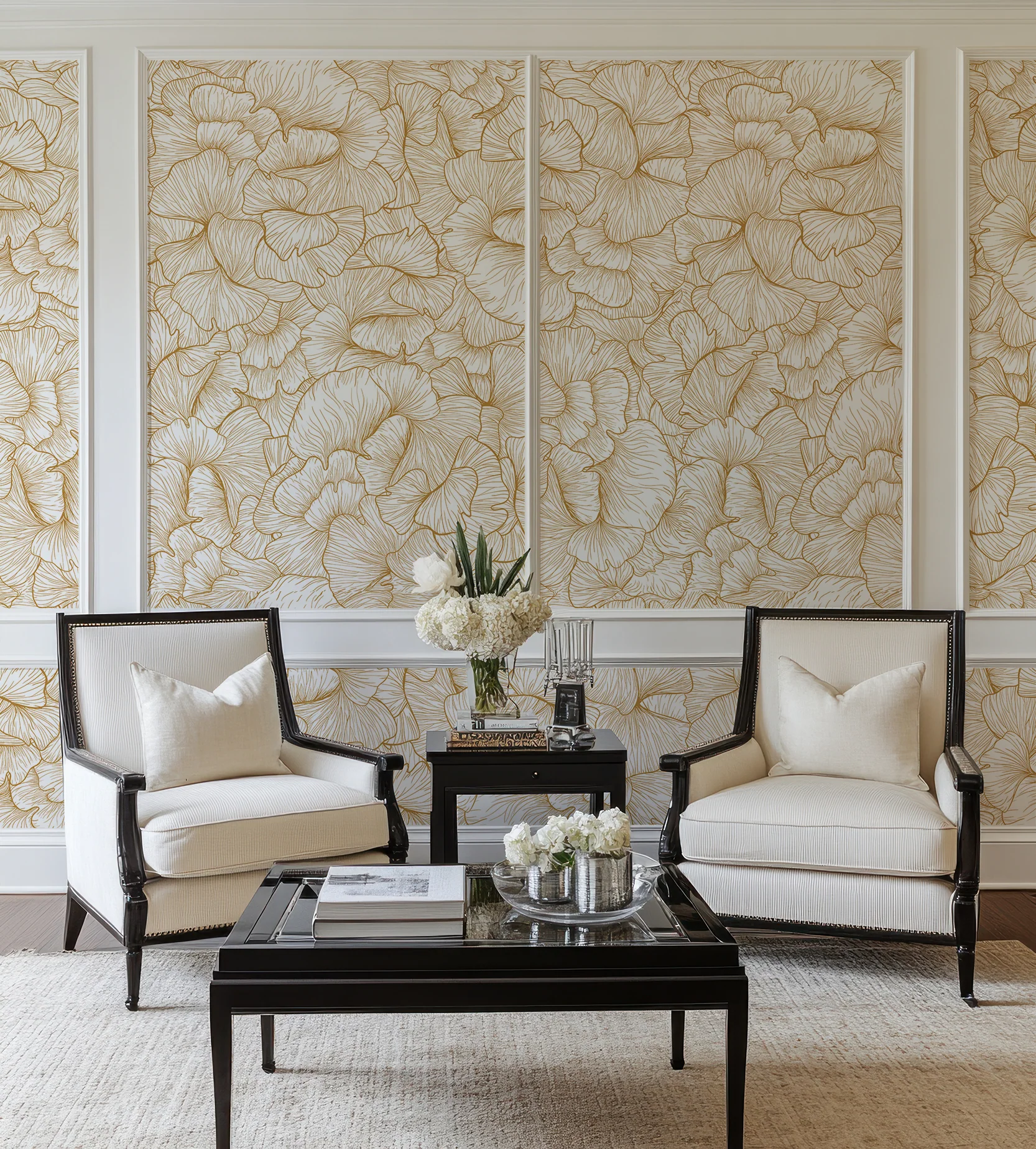 Chanterelle Gold - Detailed Floral Pattern Wallpaper Mural - Image 3