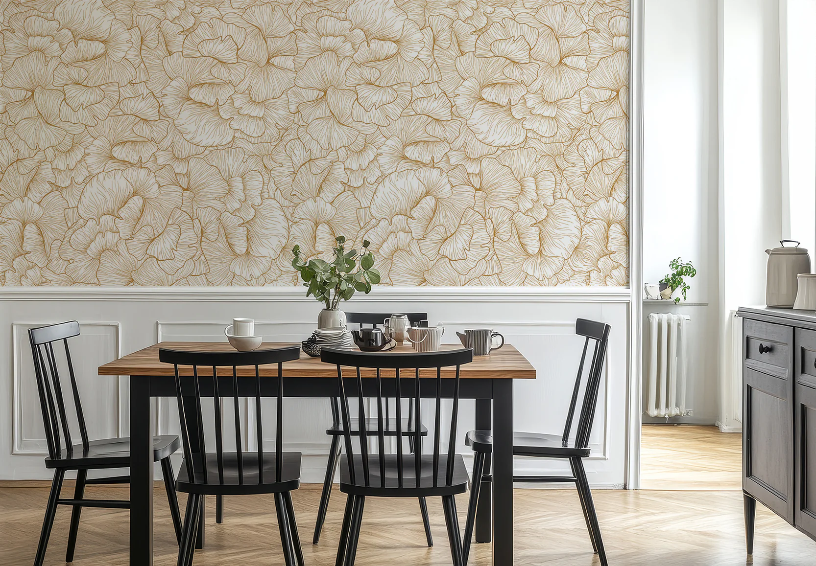 Chanterelle Gold - Detailed Floral Pattern Wallpaper Mural - Image 4