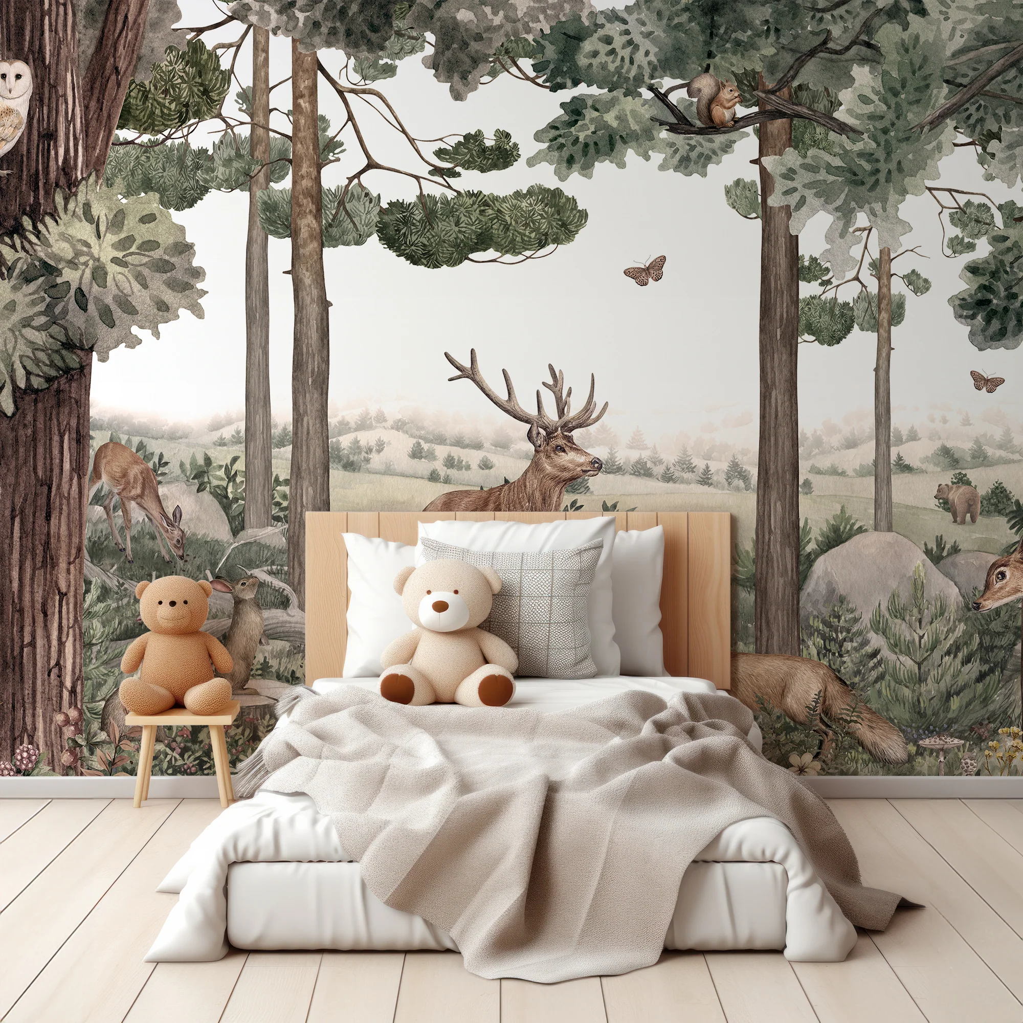 Forest Jive - Children's Brown Woodland Animal & Trees Wallpaper Mural - Image 3