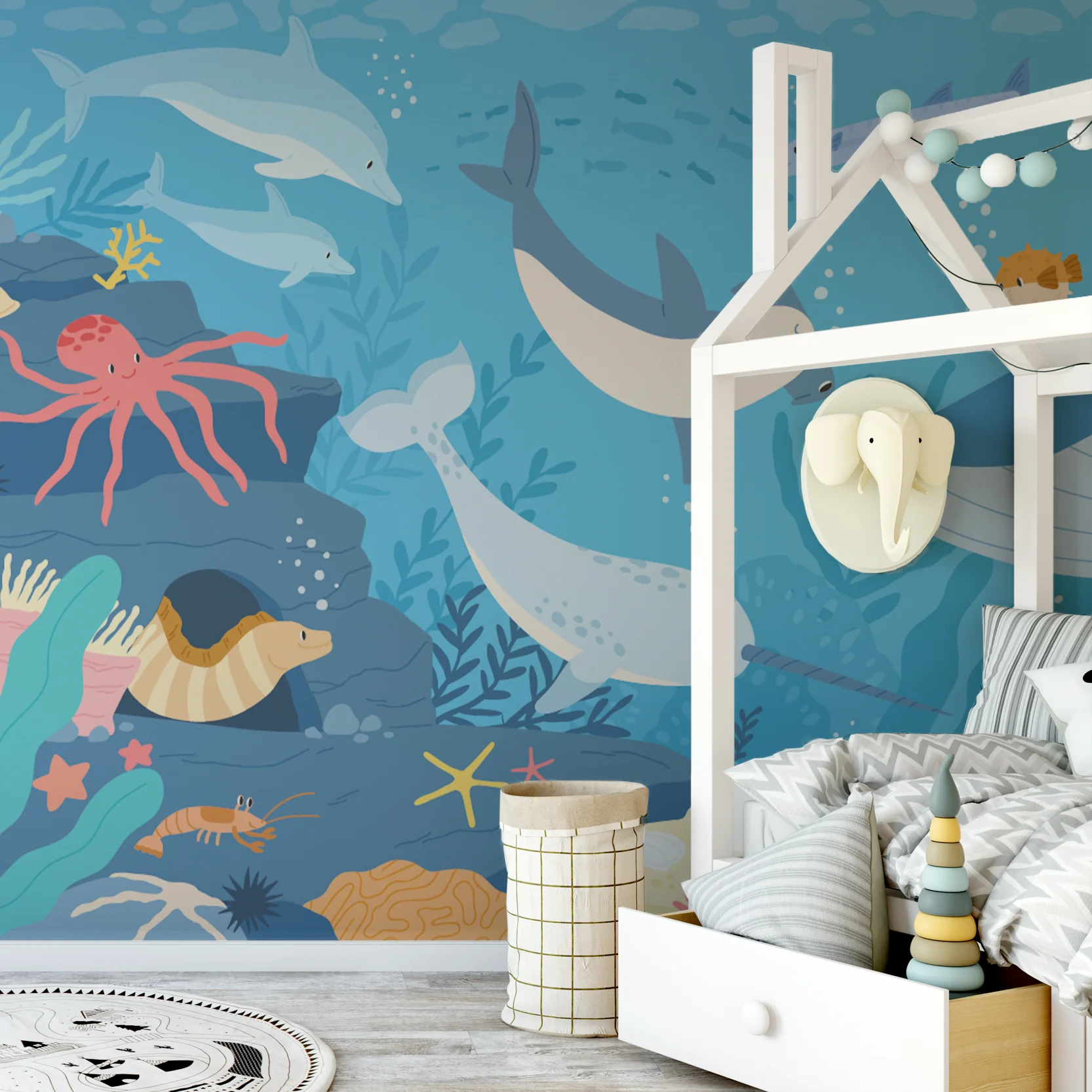 Submerged Fantasia - Children's Colourful Underwater Sea Life Wallpaper Mural - Image 3
