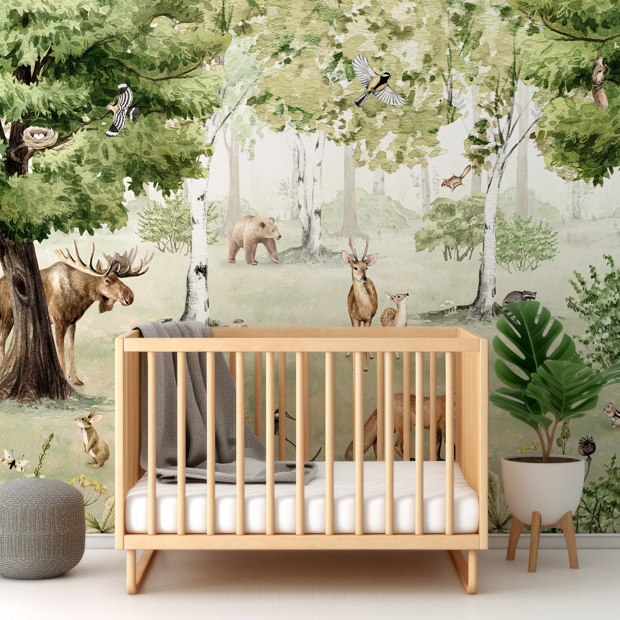 Woodland Wonders - Children's Green Spring Woodland Wallpaper Mural - Image 4