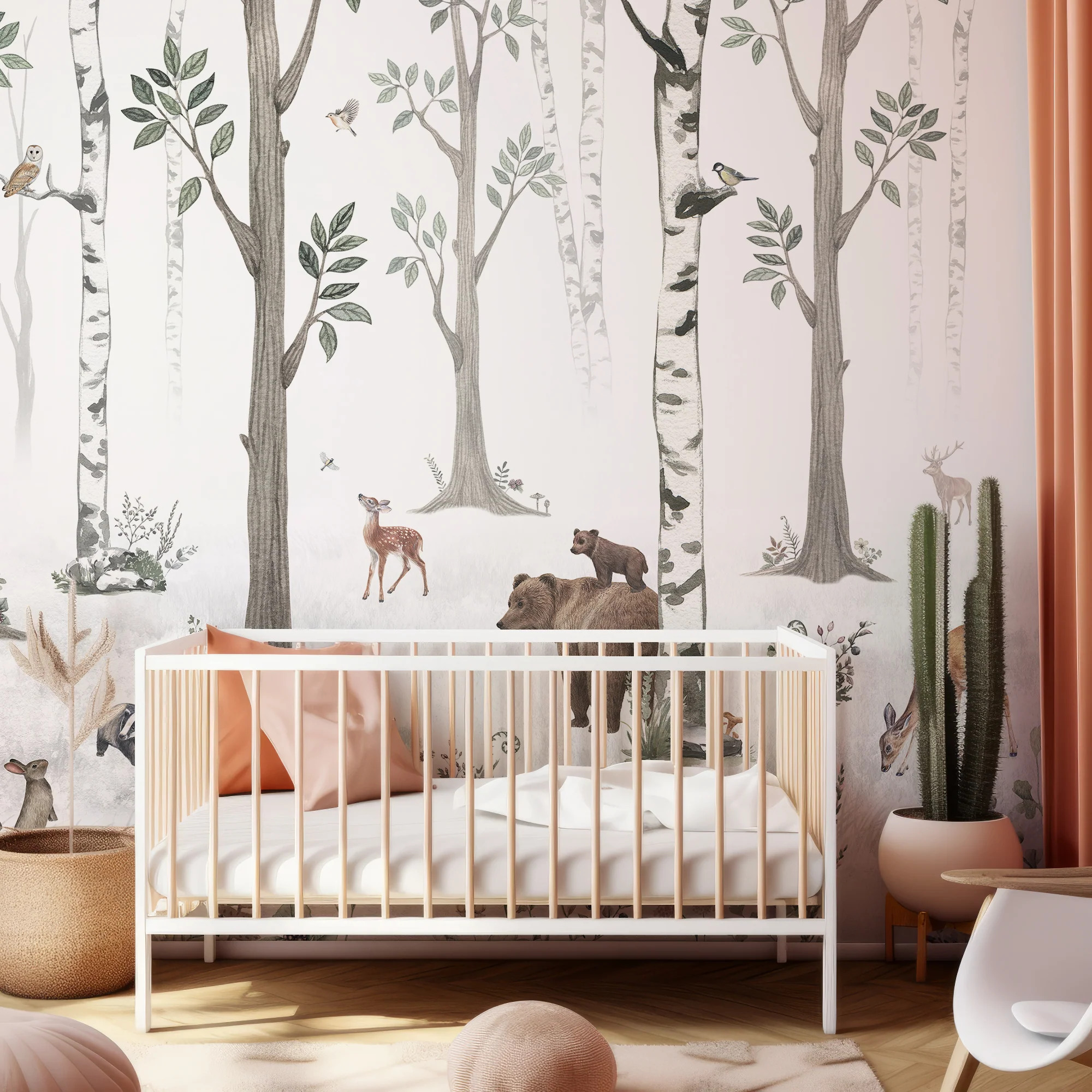 White Forest - Children's Snowy White Forest Wallpaper Mural - Image 3