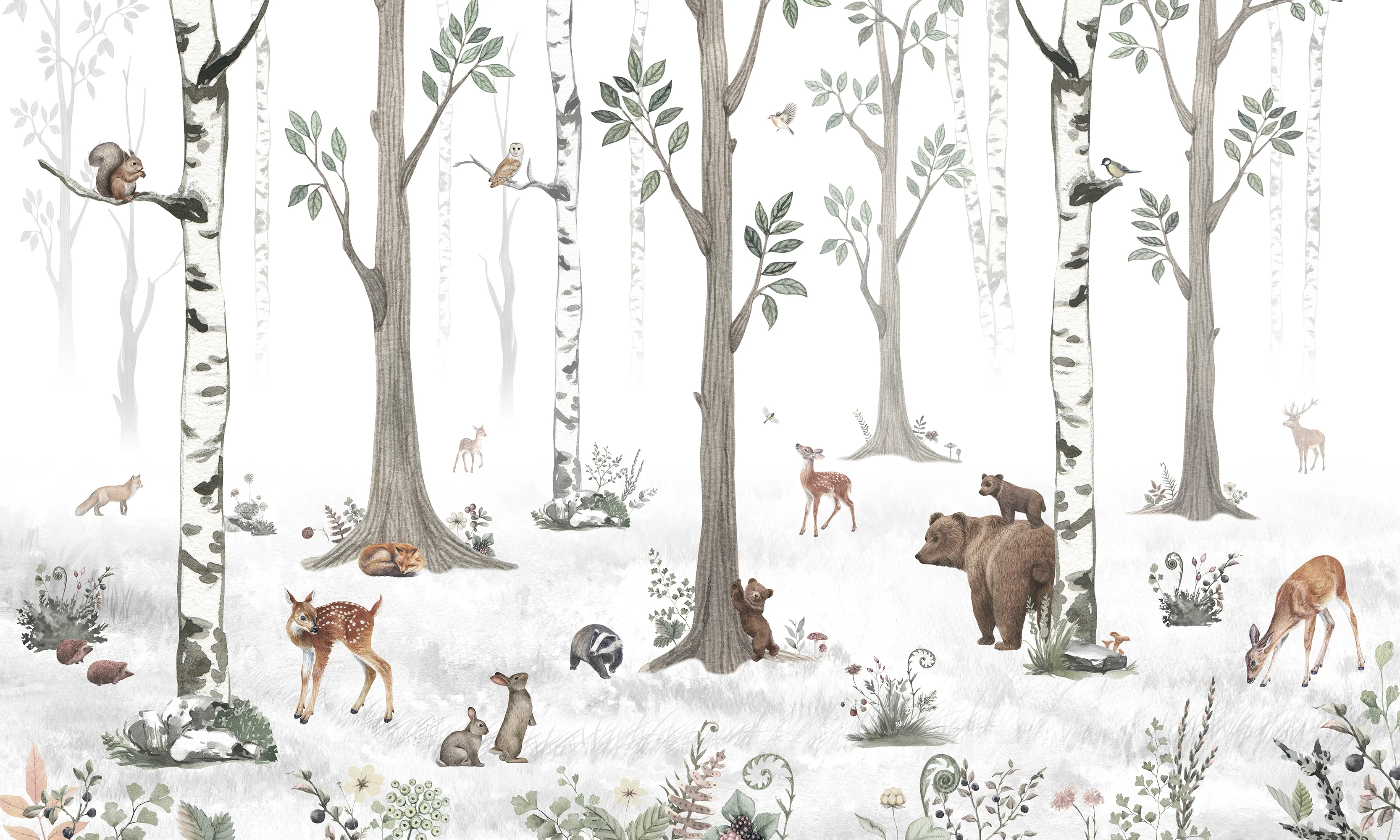 White Forest - Children's Snowy White Forest Wallpaper Mural - Image 5