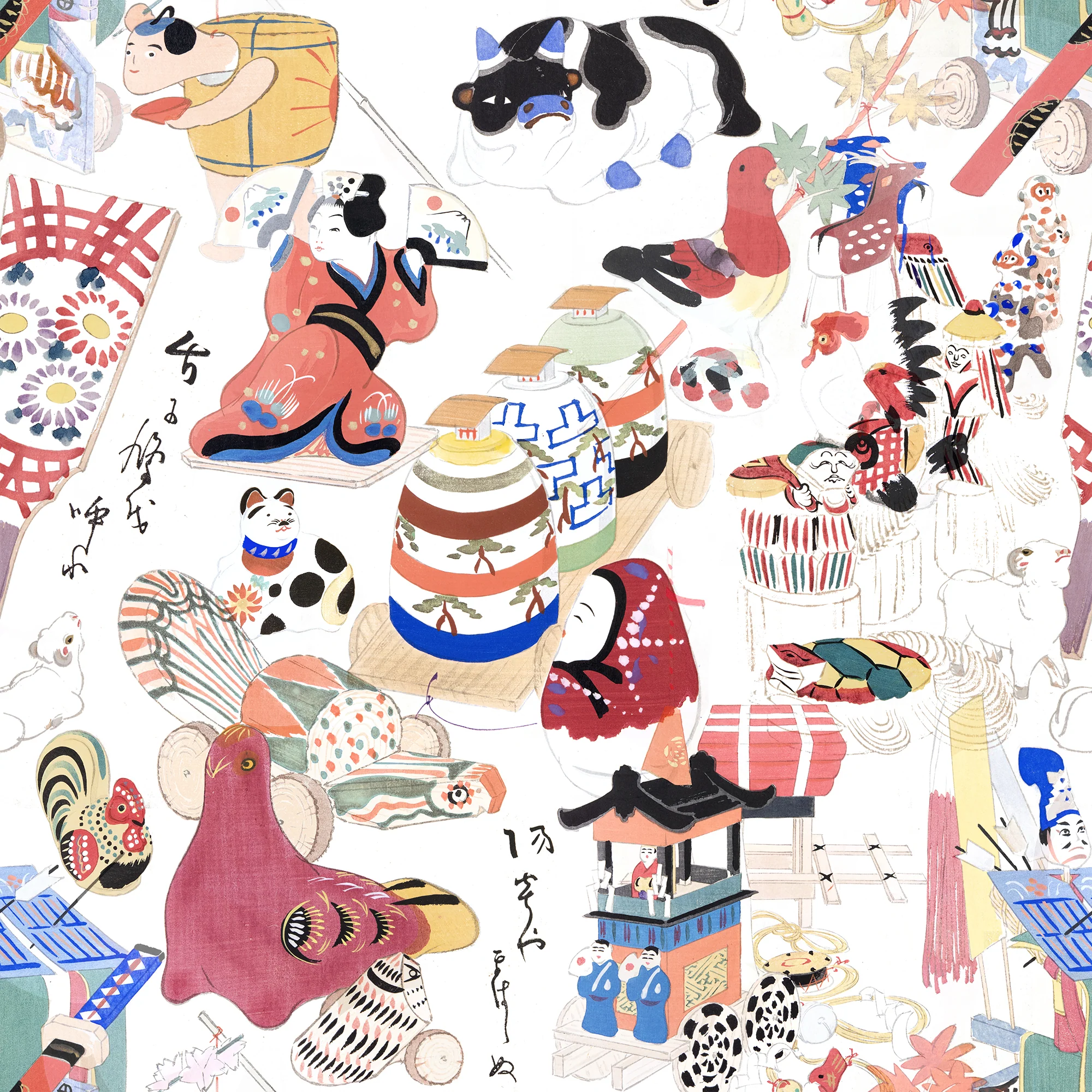 Chihiro Remix - Collage Of Japanese Figures Wallpaper - Image 5