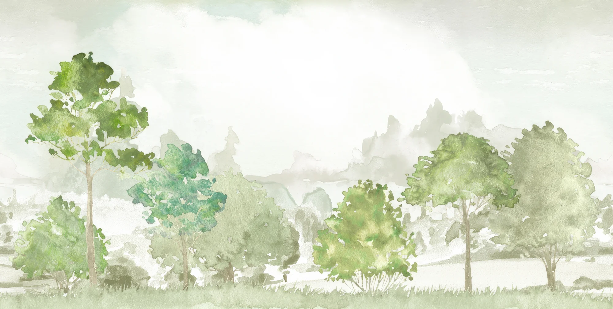Cotswold - Watercolour Country Field Wallpaper Mural - Image 3