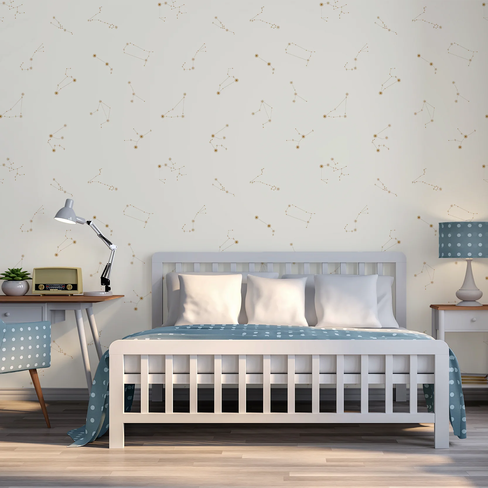 Nocturnal Constellations Cream - Cream & Gold Star Constellation Wallpaper - Image 3