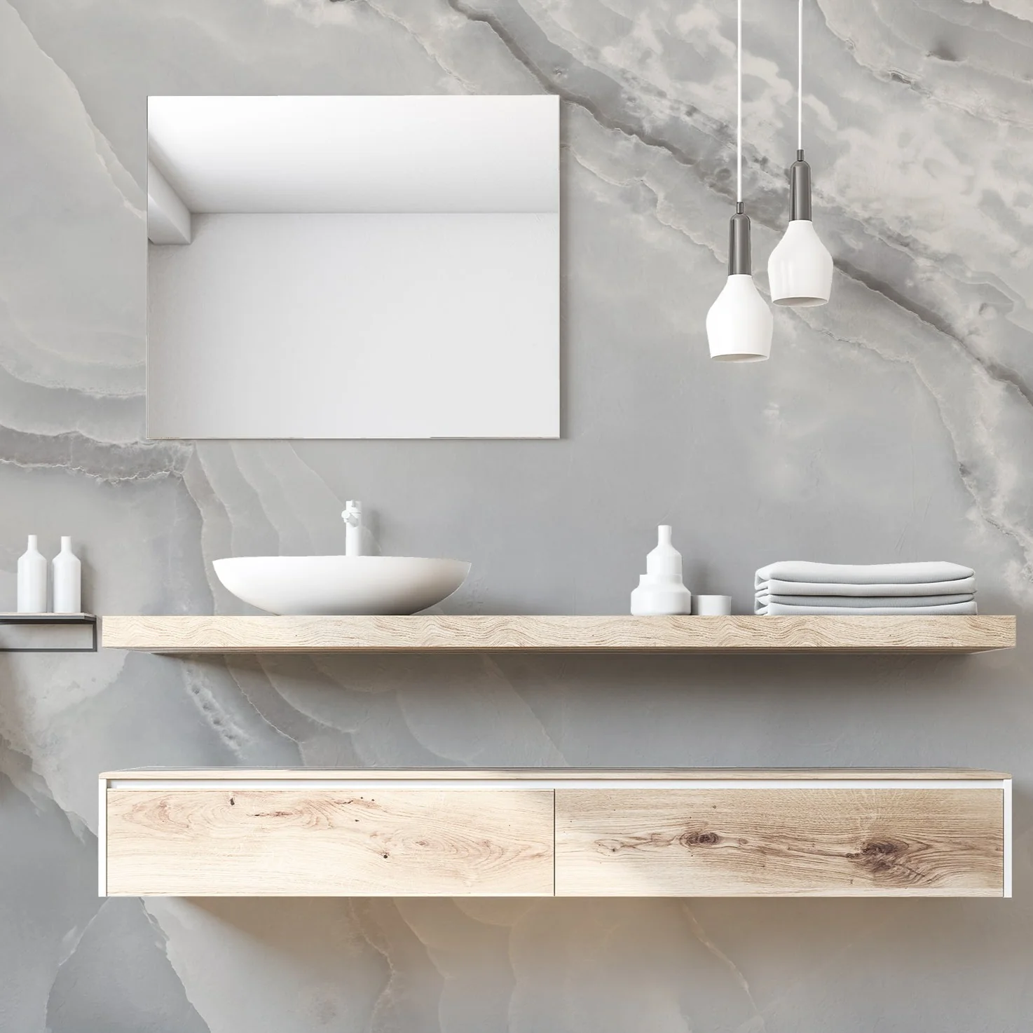 Deric - Grey Marble Wallpaper Mural - Image 3