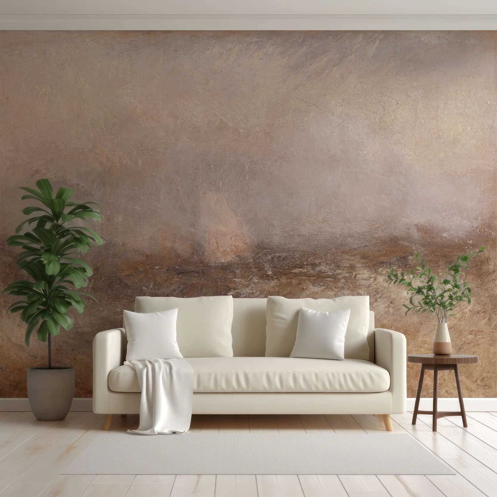Elena - Earthy Textured Effect Oil Painting Wallpaper Mural - Image 3
