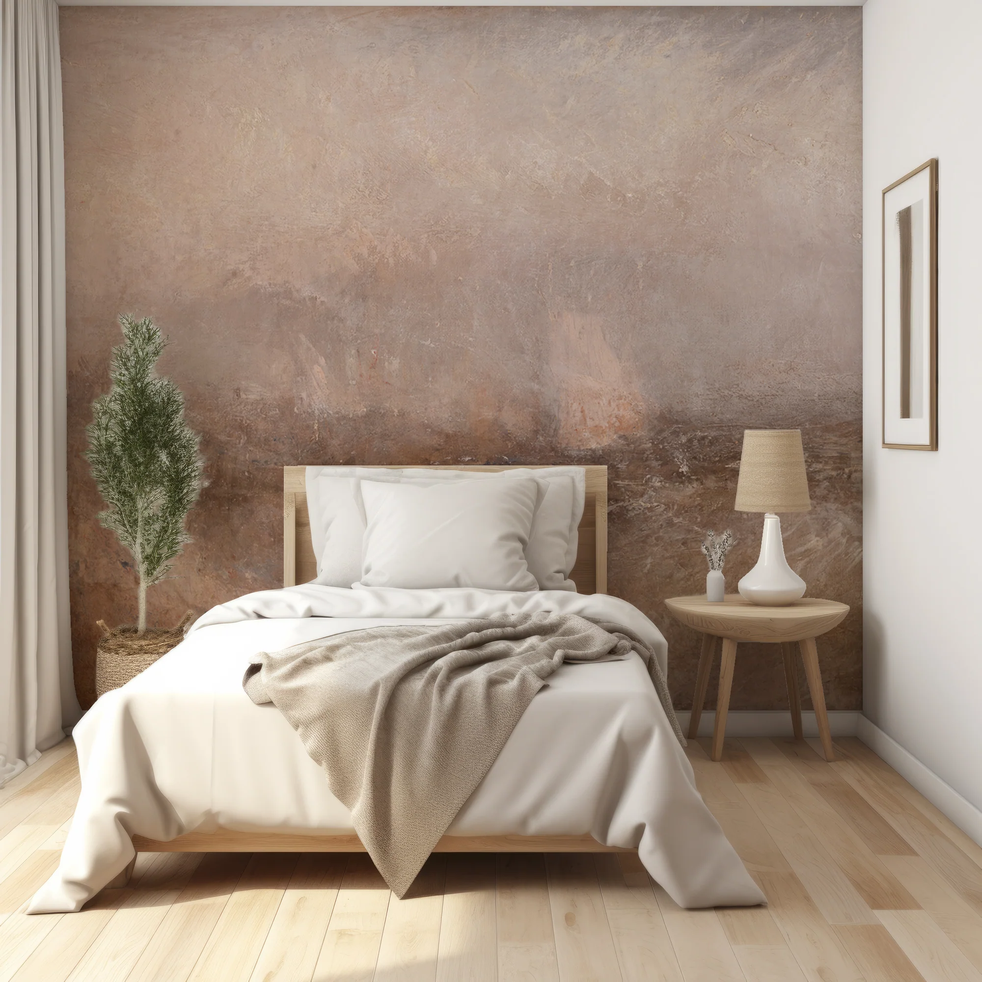 Elena - Earthy Textured Effect Oil Painting Wallpaper Mural - Image 4