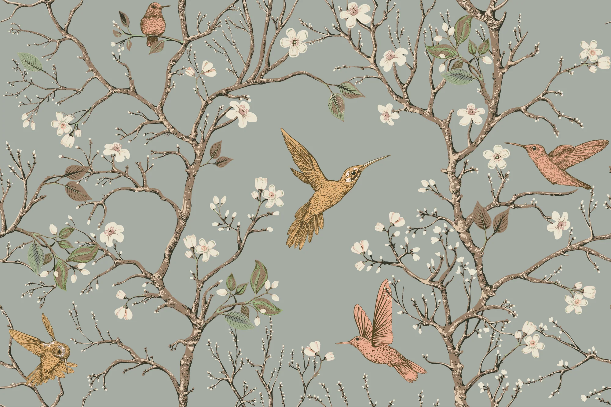 Songbird Serenade - Exquisite Chinoiserie Branches & Birds Wallpaper Mural - Image 3