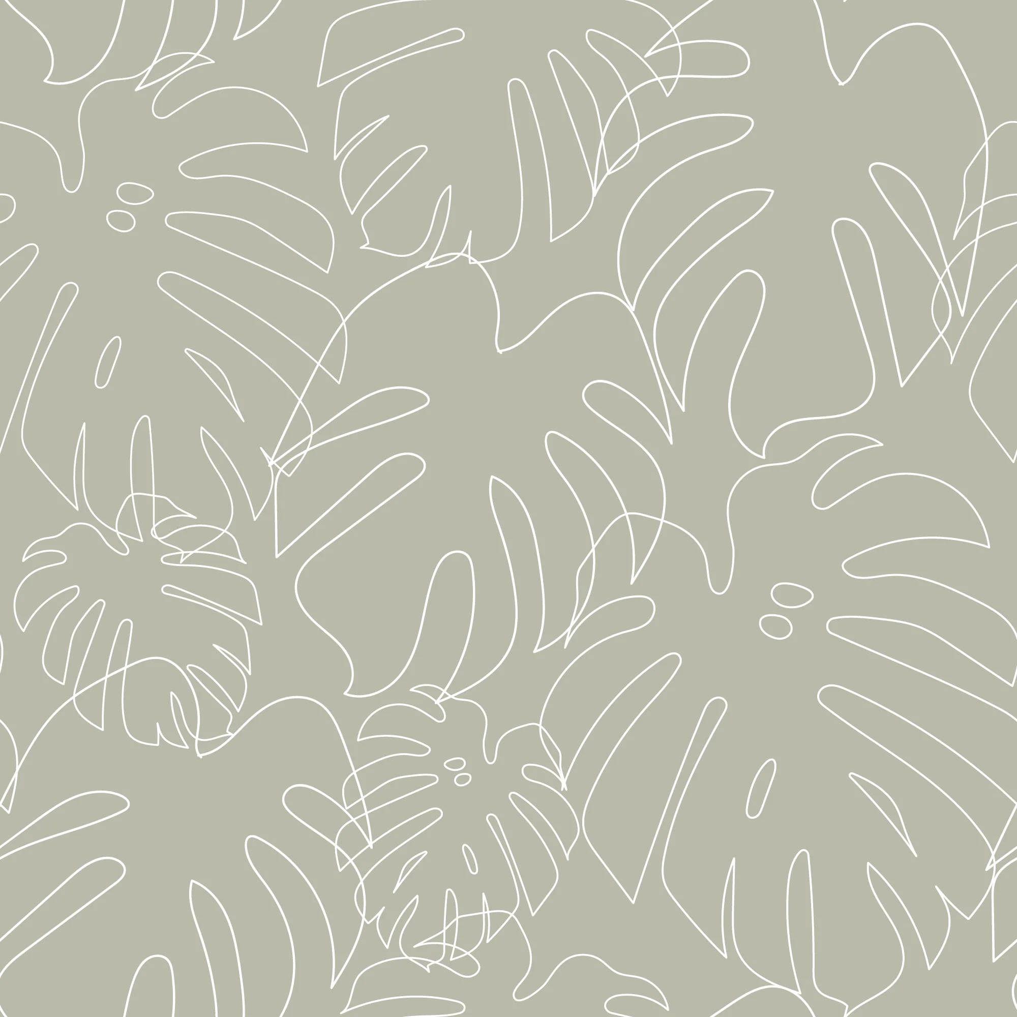 Minimal Monstera Green - Green Minimalistic Monstera Leaf Outlines Wallpaper - Image 5
