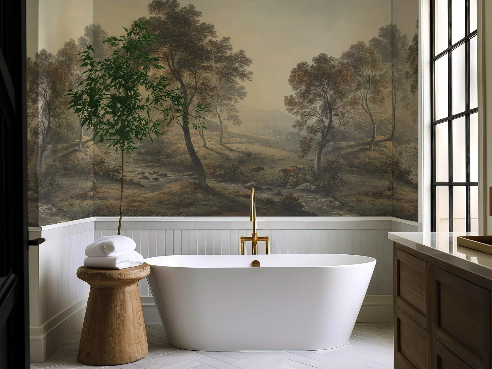 Hudson - Misty Morning Forest Landscape Wallpaper Mural - Image 3