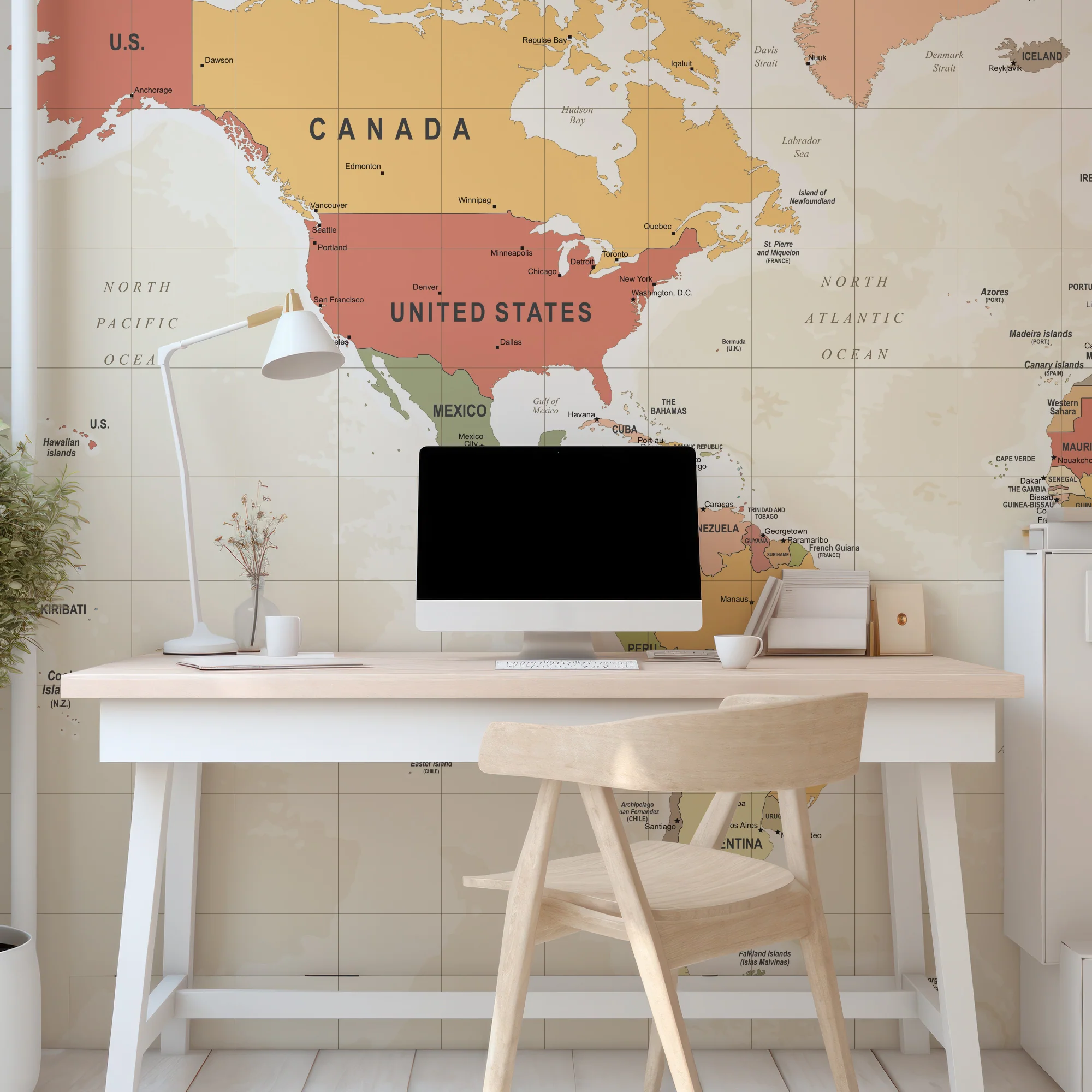 Tribution - Light Yellow And Orange World Map Wallpaper Mural - Image 4