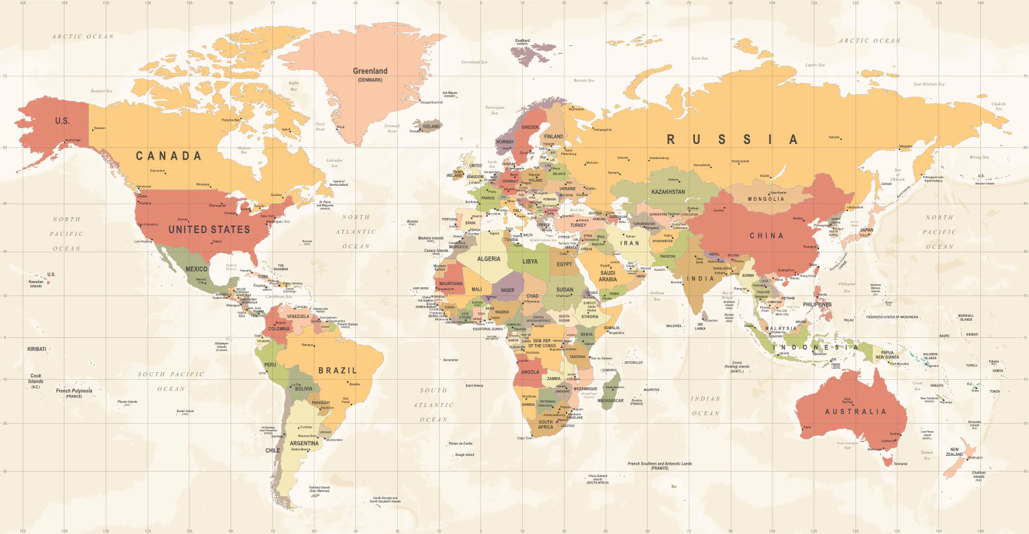 Tribution - Light Yellow And Orange World Map Wallpaper Mural - Image 5