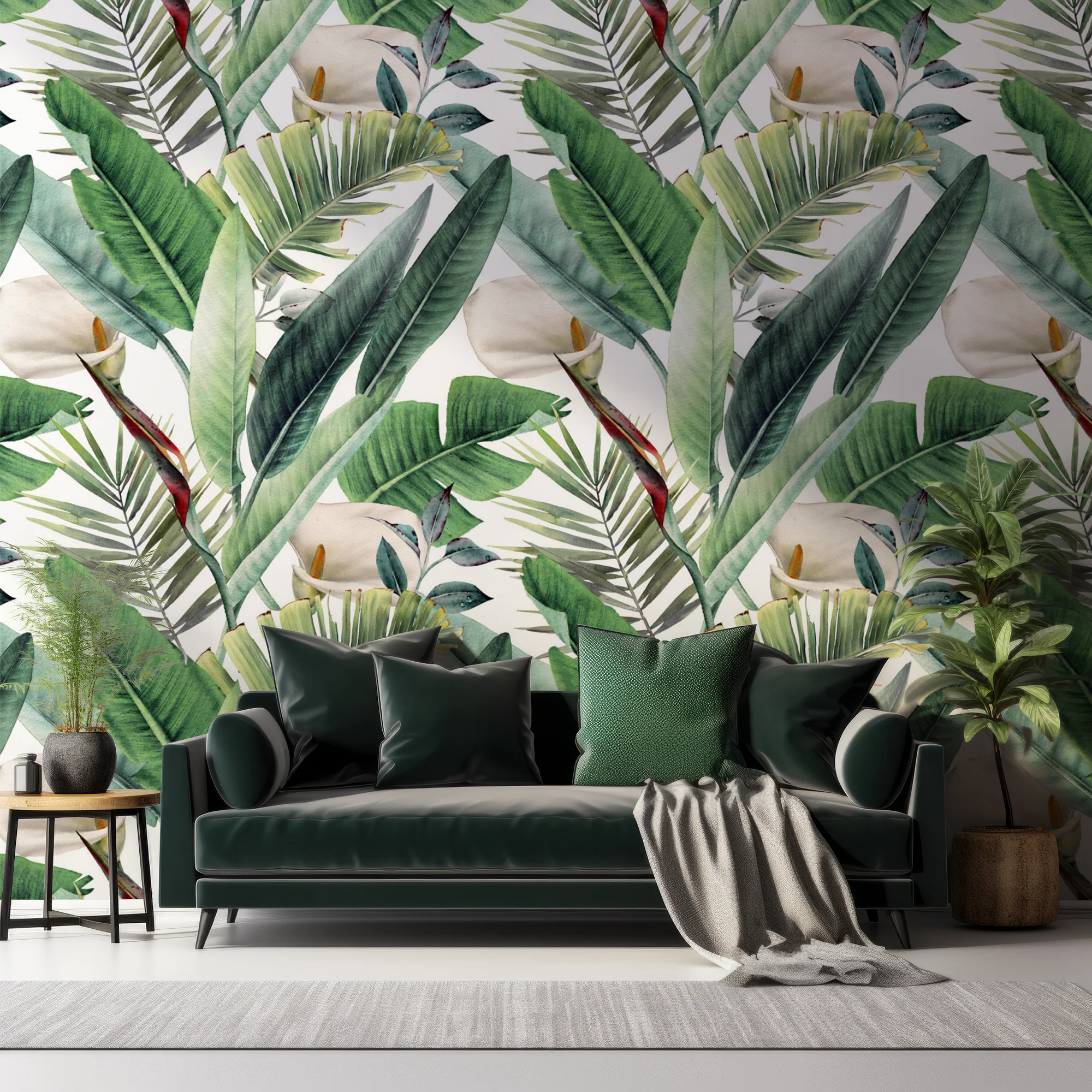Liledge - Bright Watercolour Leaf Wallpaper Mural - Image 4