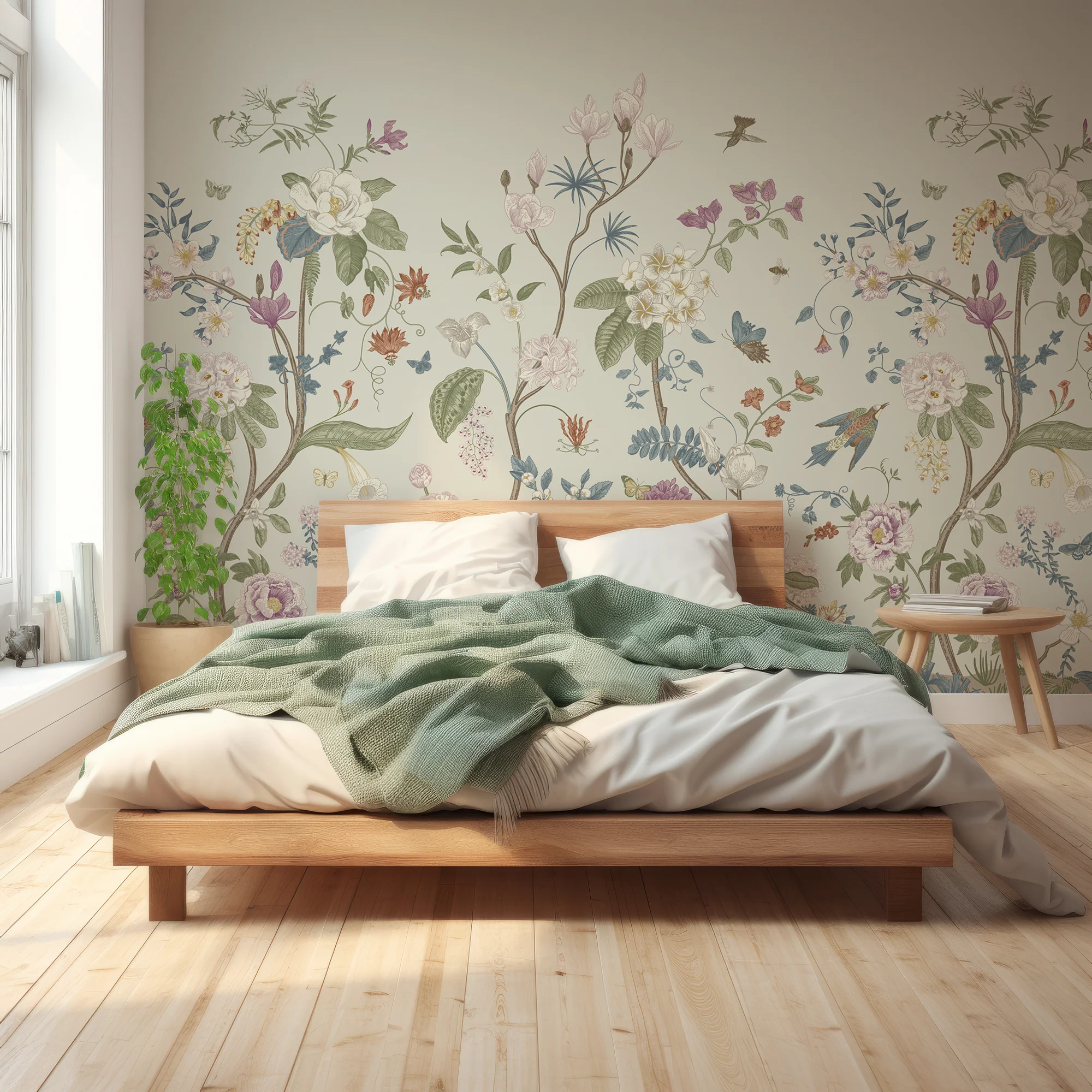 Lily Lane - Green Botanical Victorian Plants, Florals & Birds Wallpaper - Image 4