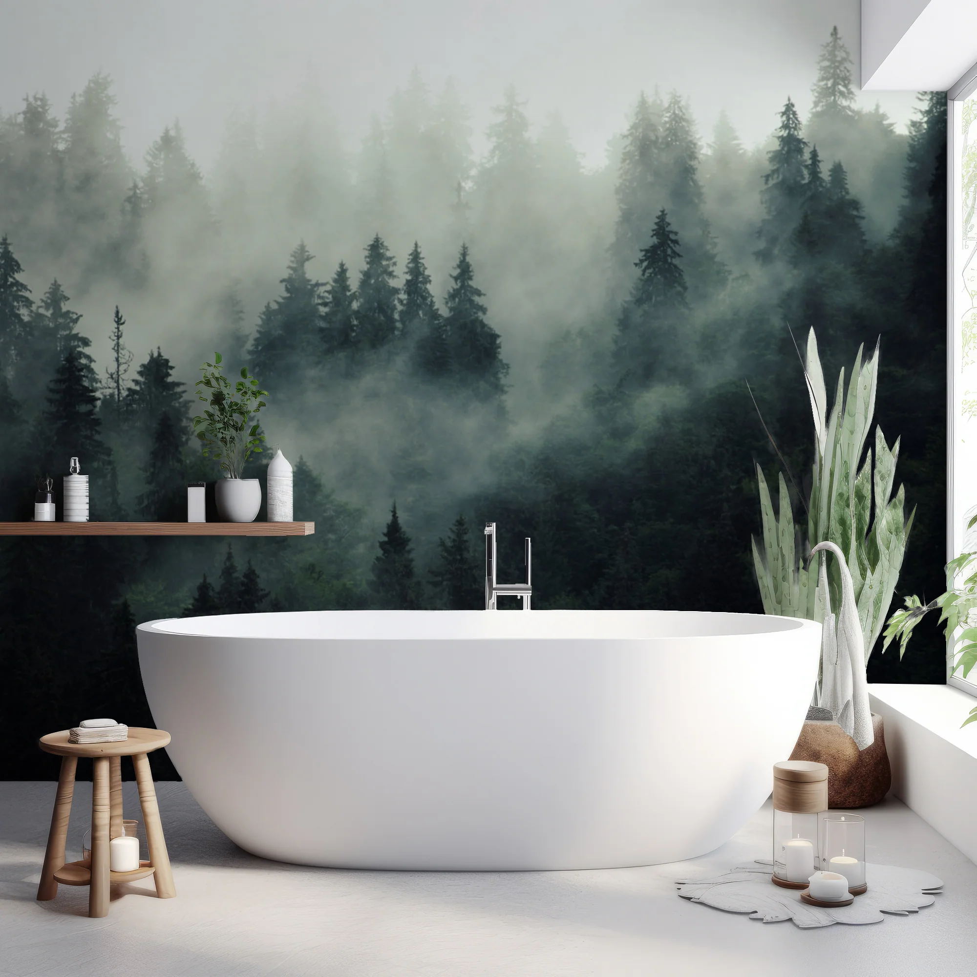 Colarded - Moody Forest Woodland Mist Wallpaper Mural - Image 3