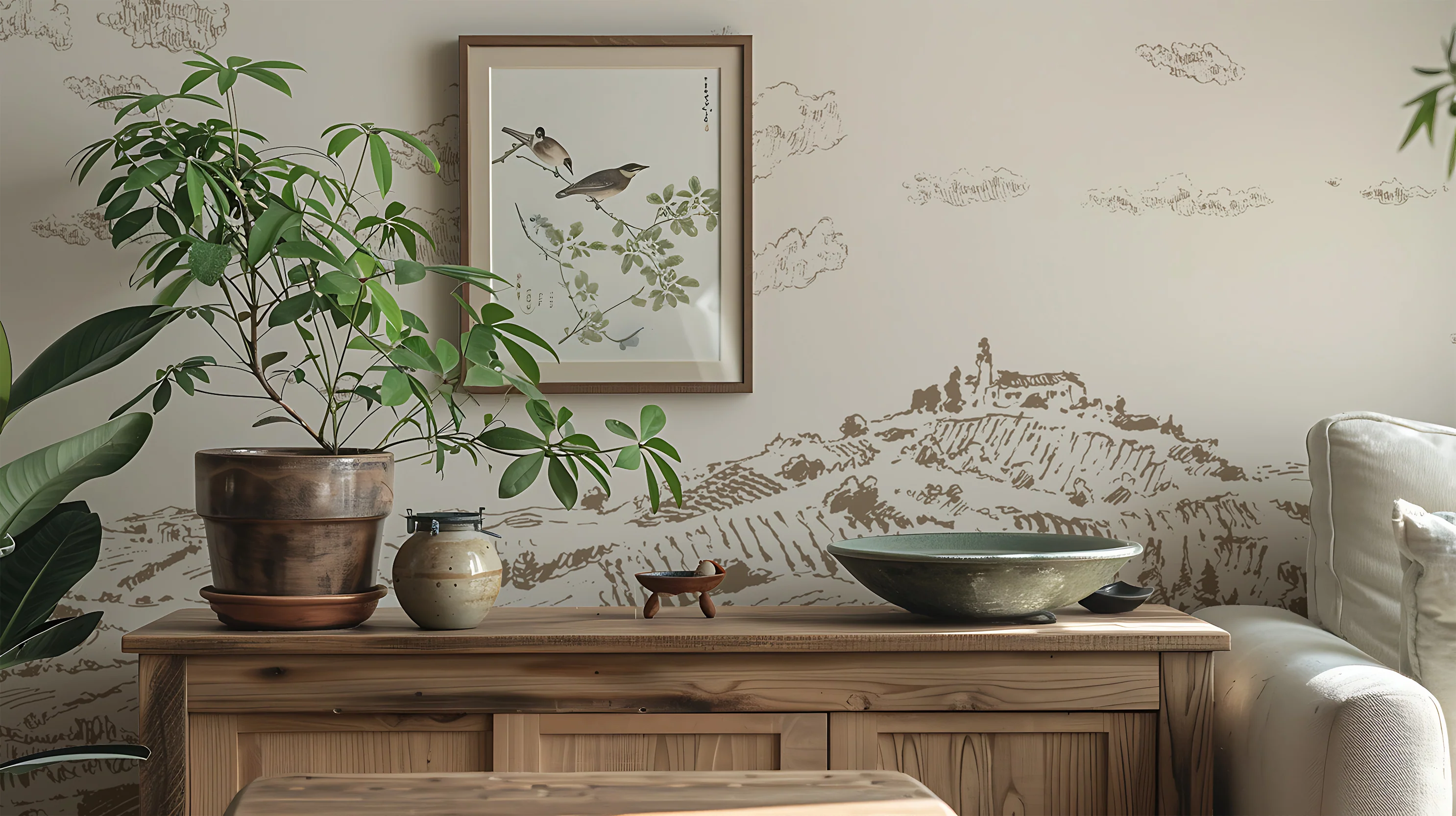 Nórië - Beige Countryside Landscape Wallpaper Mural - Image 3
