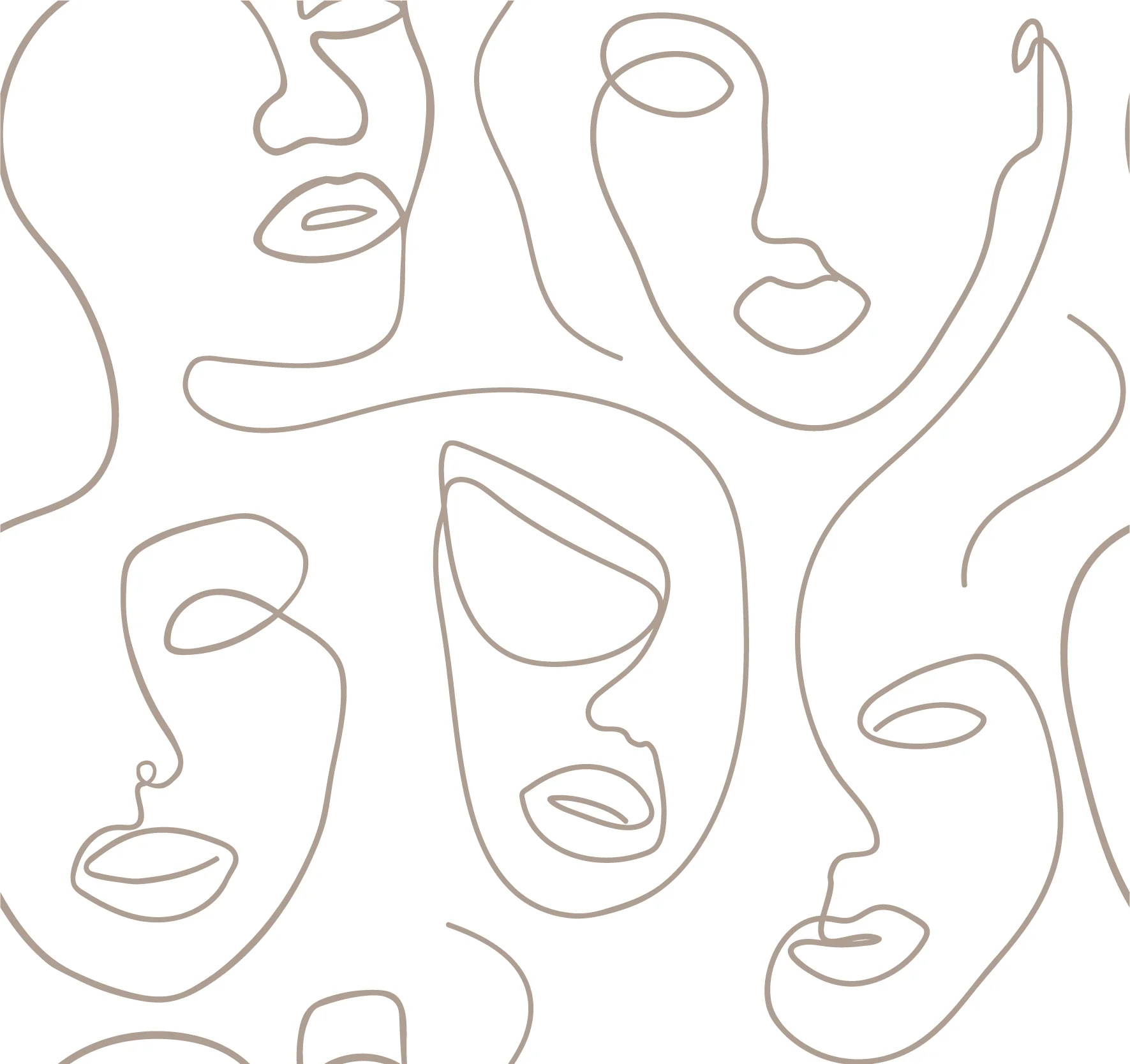 Robyn Gra - Grey & White Abstract Face Line Art Wallpaper Mural - Image 4
