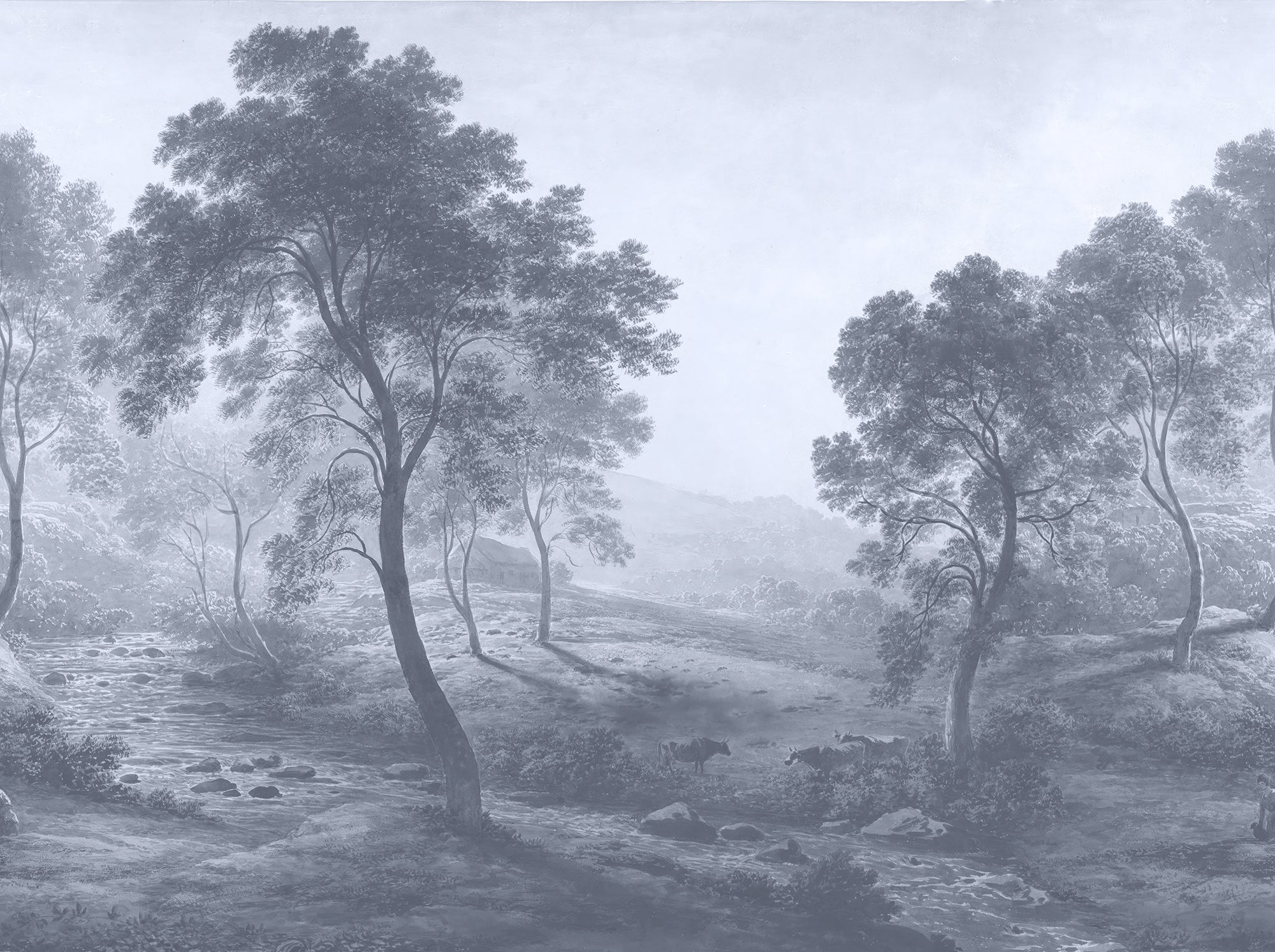 Royal Hudson - Blue Forest Landscape Painting Wallpaper Mural - Image 3