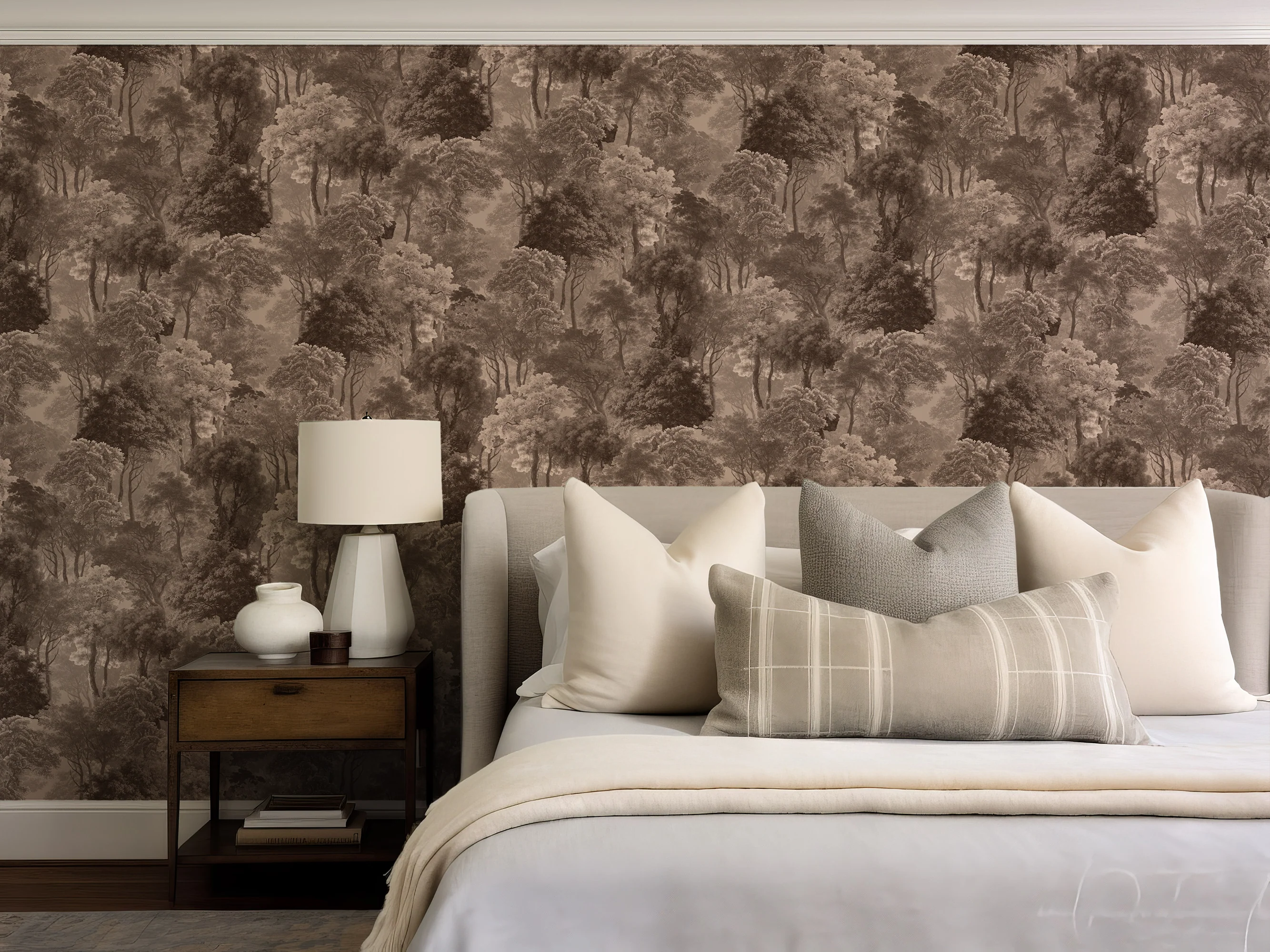 Silas - Brown Treescape Pattern Wallpaper Mural - Image 3