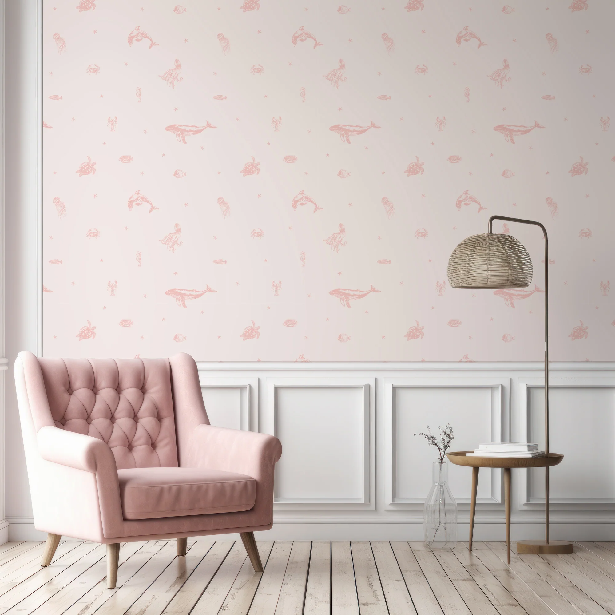 Starry Sea Life Coral - Pink Sea Animals and Starfish Pattern Wallpaper - Image 3