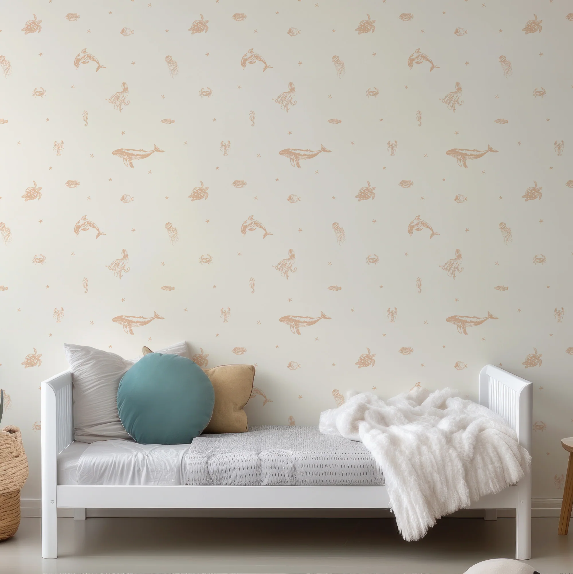 Starry Sea Life Sand - Gold and Cream Sea Animals and Starfish Pattern Wallpaper - Image 3