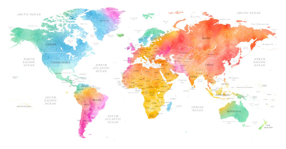 Teenaz - Colourful Paint Splash World Map Mural - Image 4