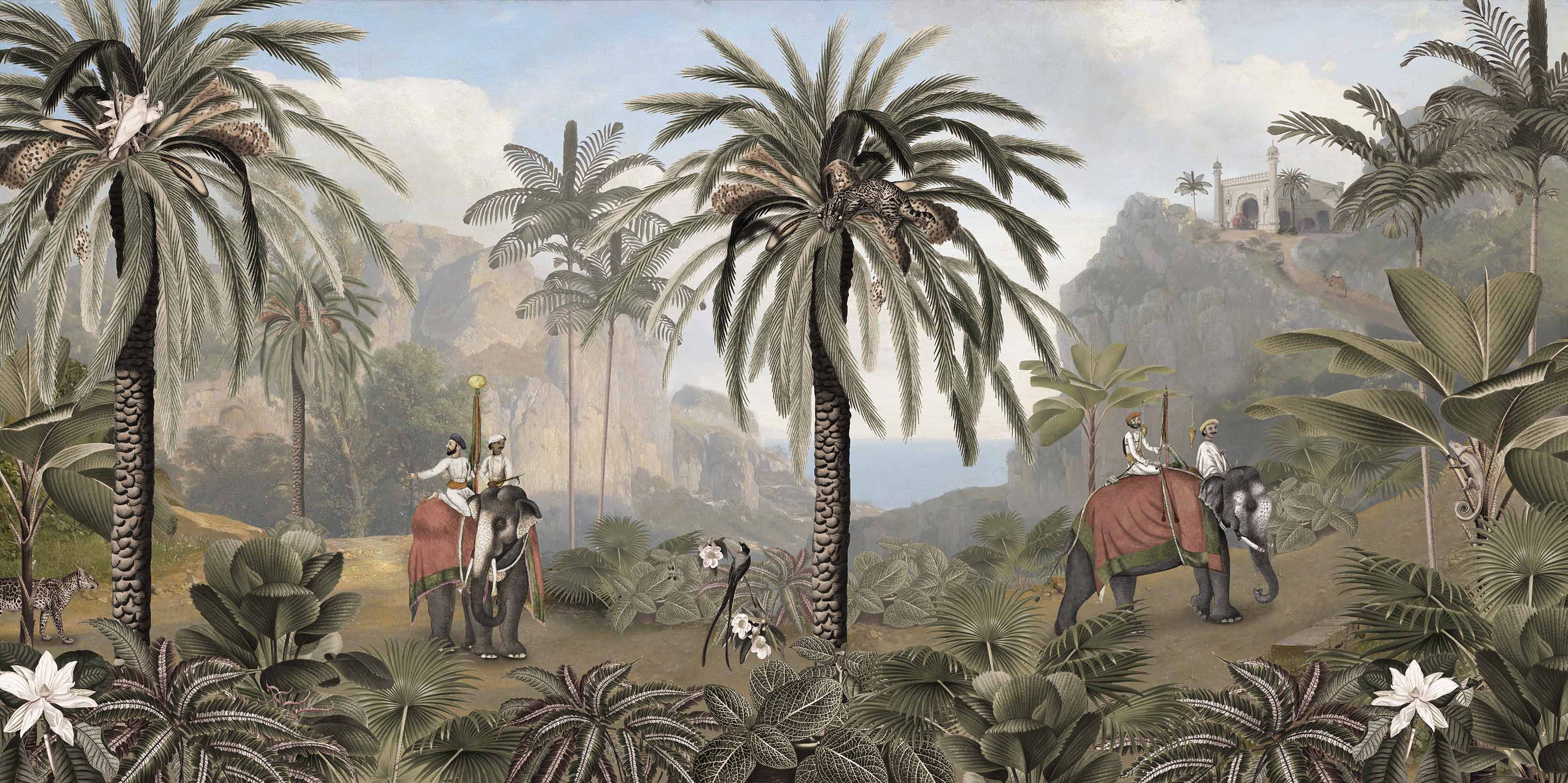 Elephant Elegance - Tropical Elephant Scene Wall Mural - Image 3