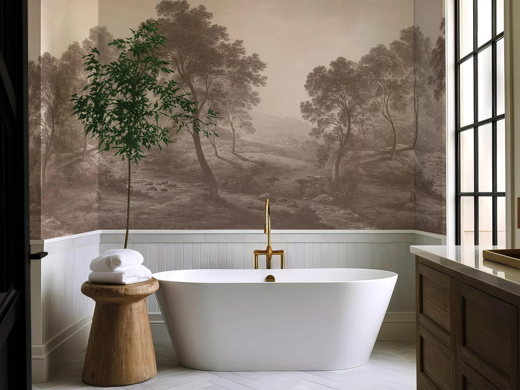 Umber Hudson - Autumn Brown Forest Landscape Wallpaper Mural - Image 3