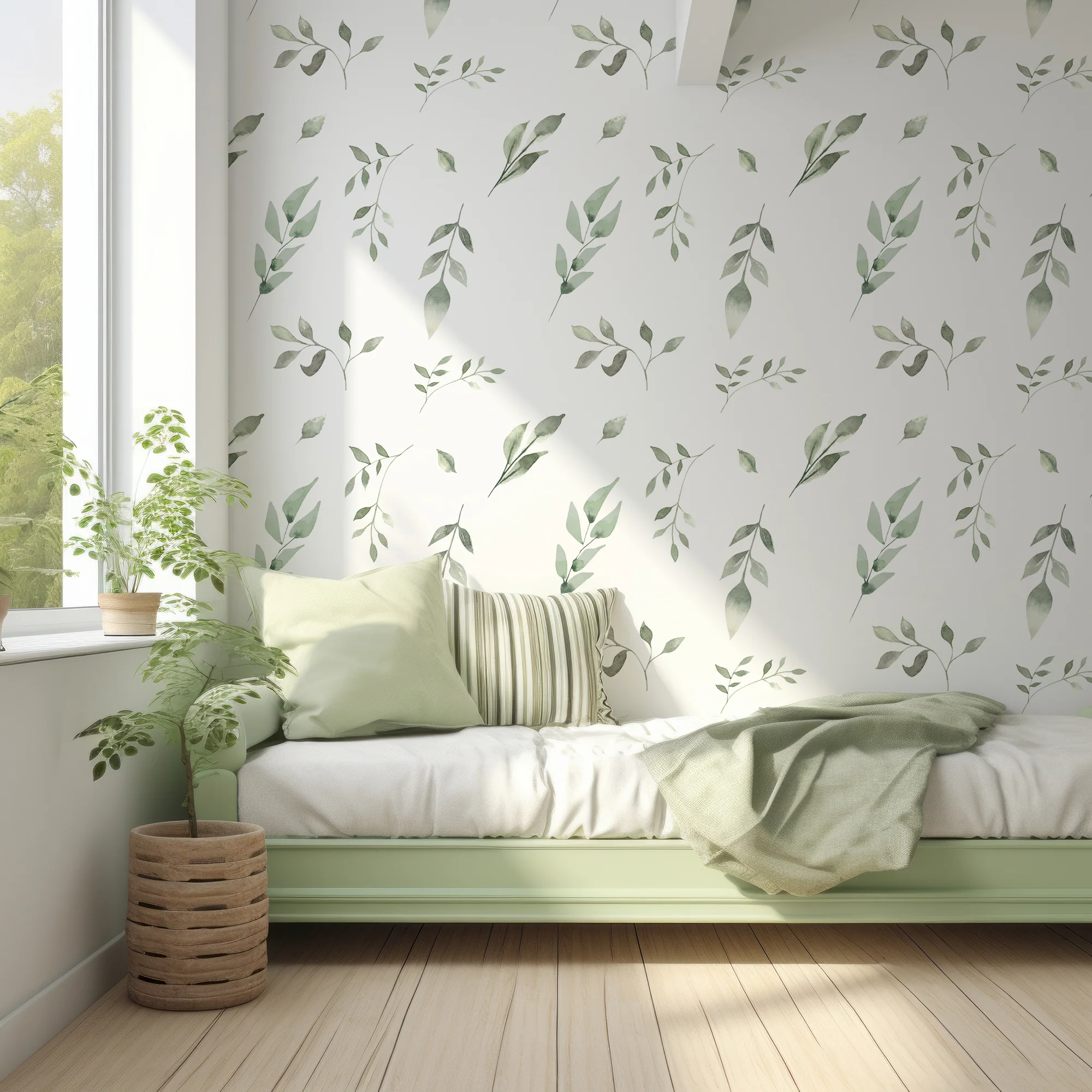 Refreshing Leafscape - Watercolour Green Leaf Botanical Wallpaper - Image 4