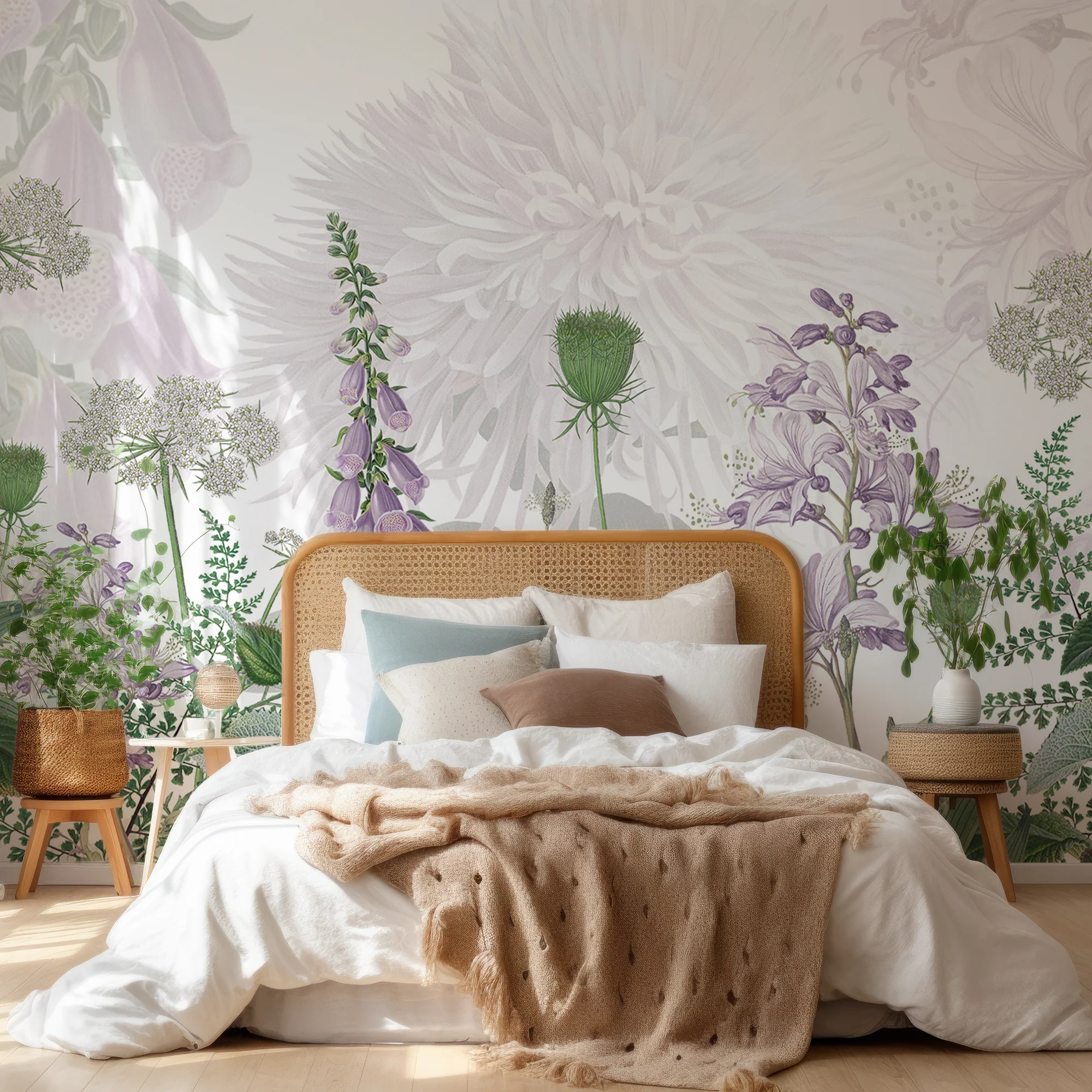 Foxglove Flowers - Watercolour Purple Violet Foxgloves Wallpaper Mural - Image 3