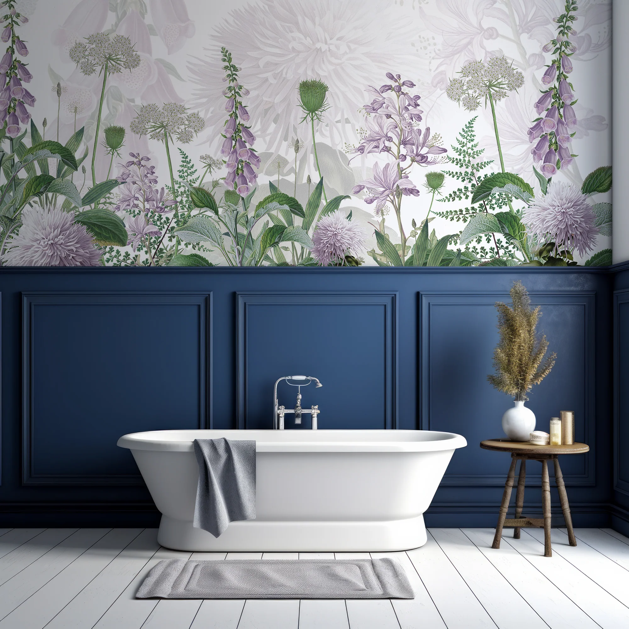 Foxglove Flowers - Watercolour Purple Violet Foxgloves Wallpaper Mural - Image 4