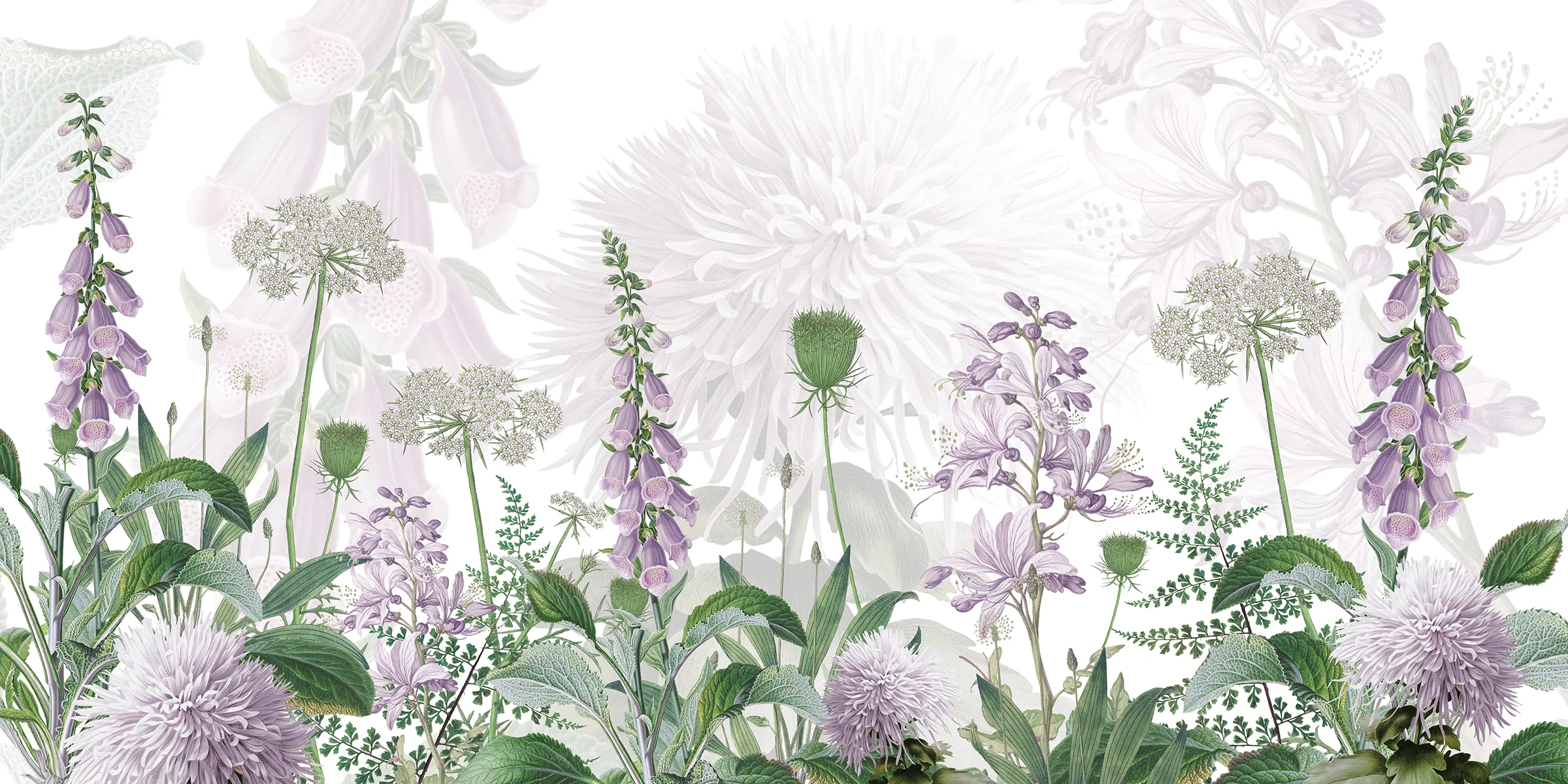 Foxglove Flowers - Watercolour Purple Violet Foxgloves Wallpaper Mural - Image 5