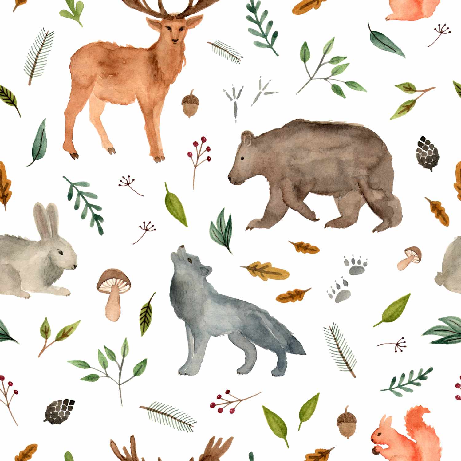 Gaborne - Watercolour Woodland Animal Wallpaper Mural - Image 3